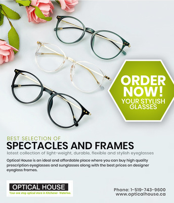 Best slection of spectacles and frames latest collection of light-weight, durrable, flexible and stylish eyeglasses Frames in Kitchener