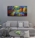 Night Streetscape Couple Go Towards Home Wall Art For Living Room