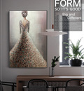 CP Art Elegant Lady Back of Abstract Wall Art Textured Canvas Painting For Hallway