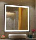Solid wood frame LED bathroom mirror