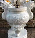 White marble carved water fountain